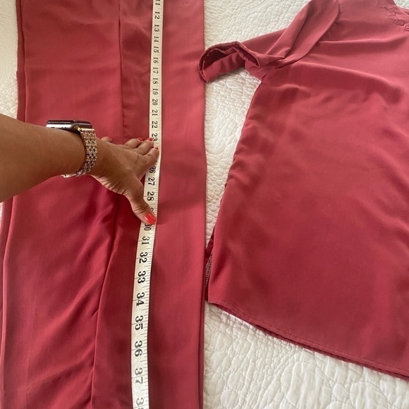 ALFRED Dunner classic pant suit vintage 80s/ 90s L Berry polyester sizeL pull on - Picture 12 of 14